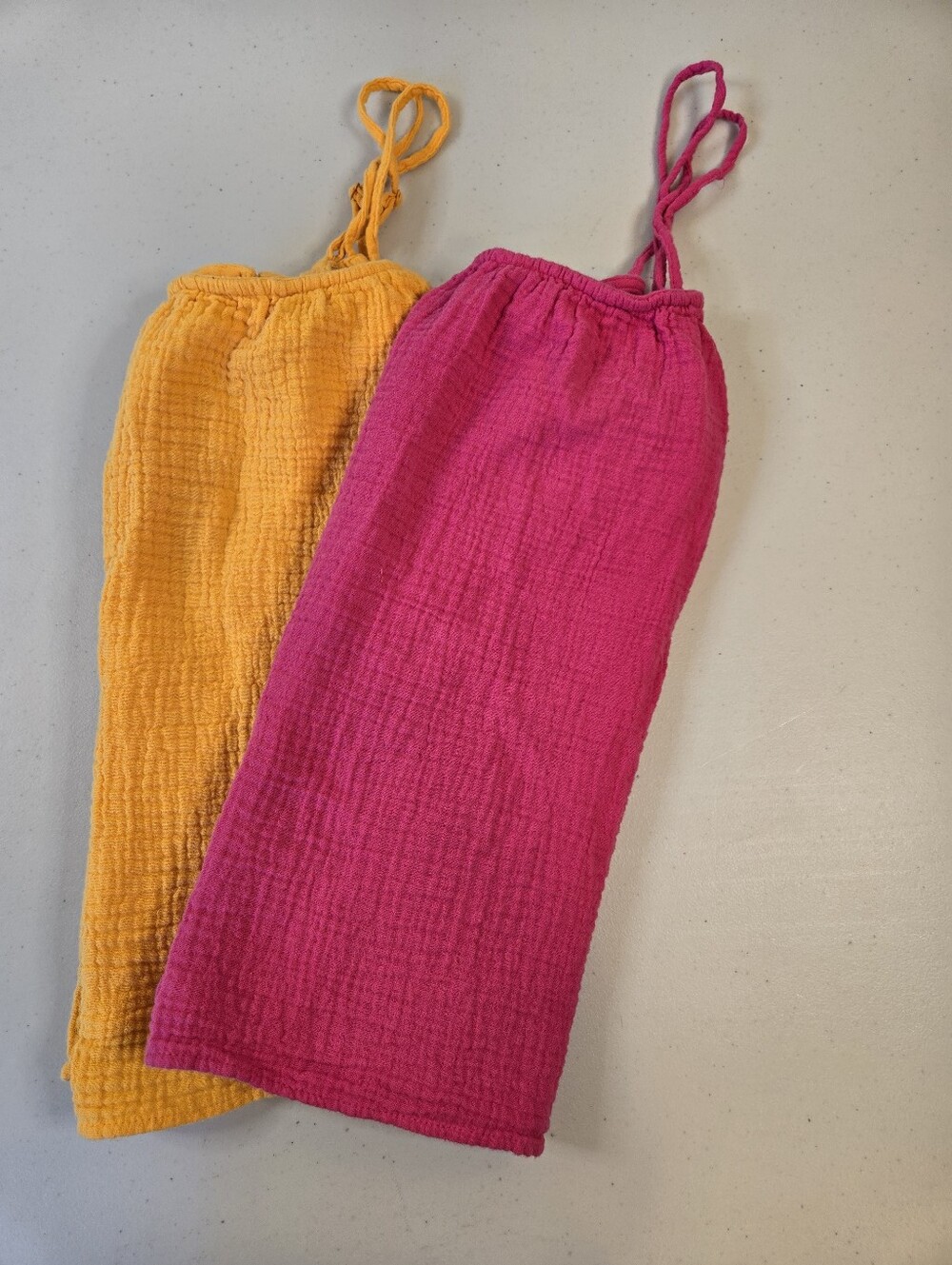 H&M Bundle of 2 Cropped Cotton Gauze Tank Tops in Fuchsia and Yellow Size XL - Picture 10 of 11